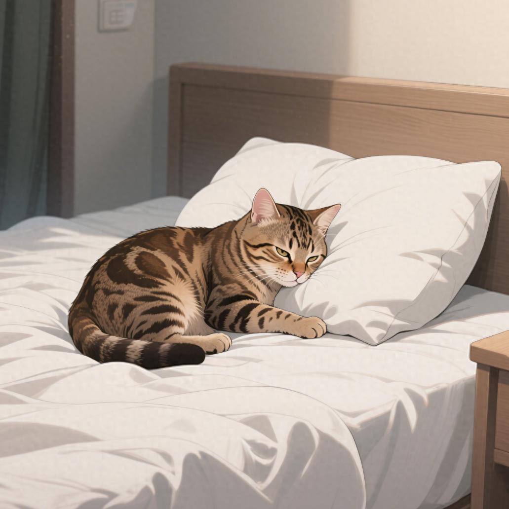 猫咪睡床原因_猫咪为什么喜欢睡在书堆里_猫咪催促主人上班