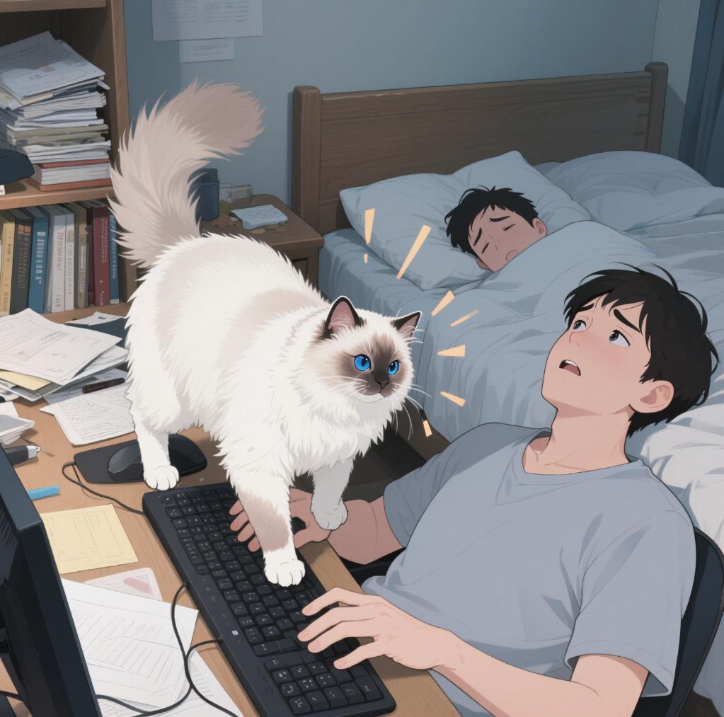 猫咪为什么喜欢睡在书堆里_猫咪催促主人上班_猫咪睡床原因
