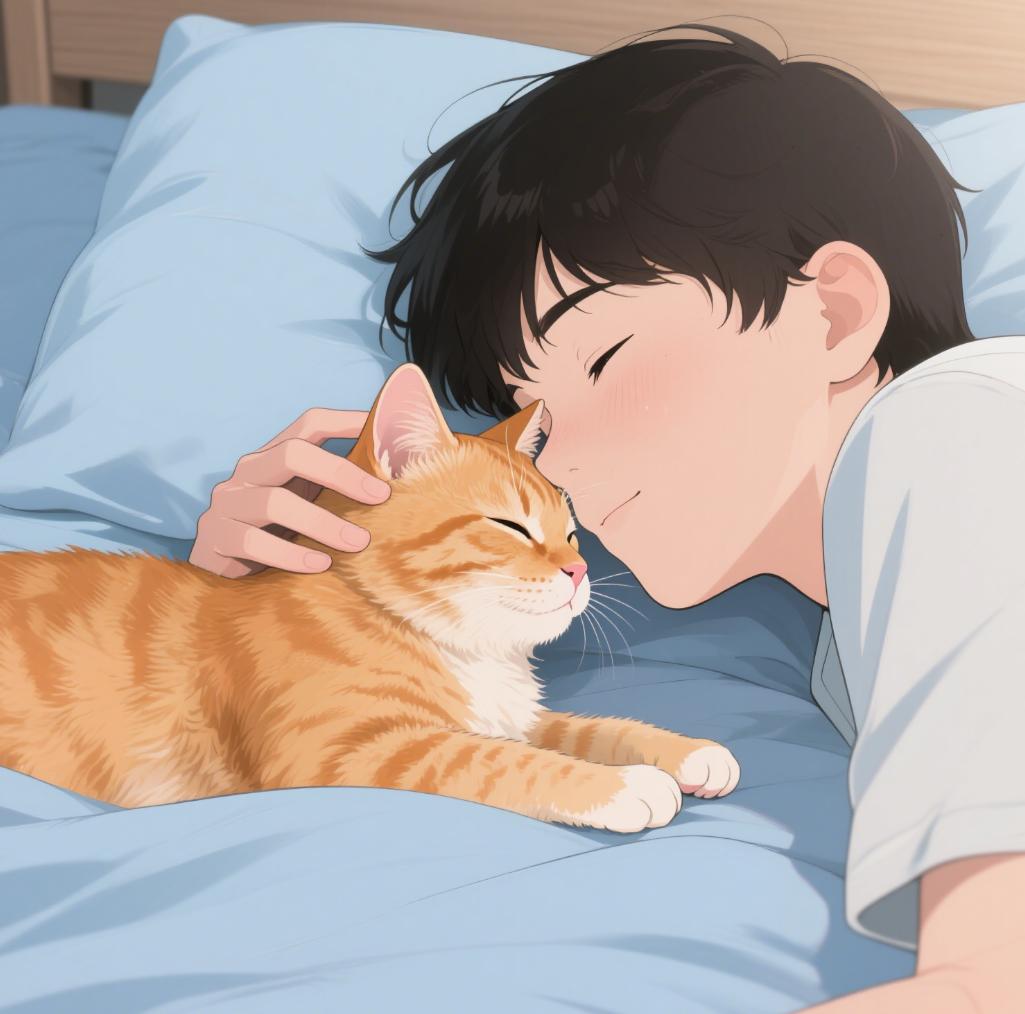 猫咪睡床原因_猫咪为什么喜欢睡在书堆里_猫咪催促主人上班