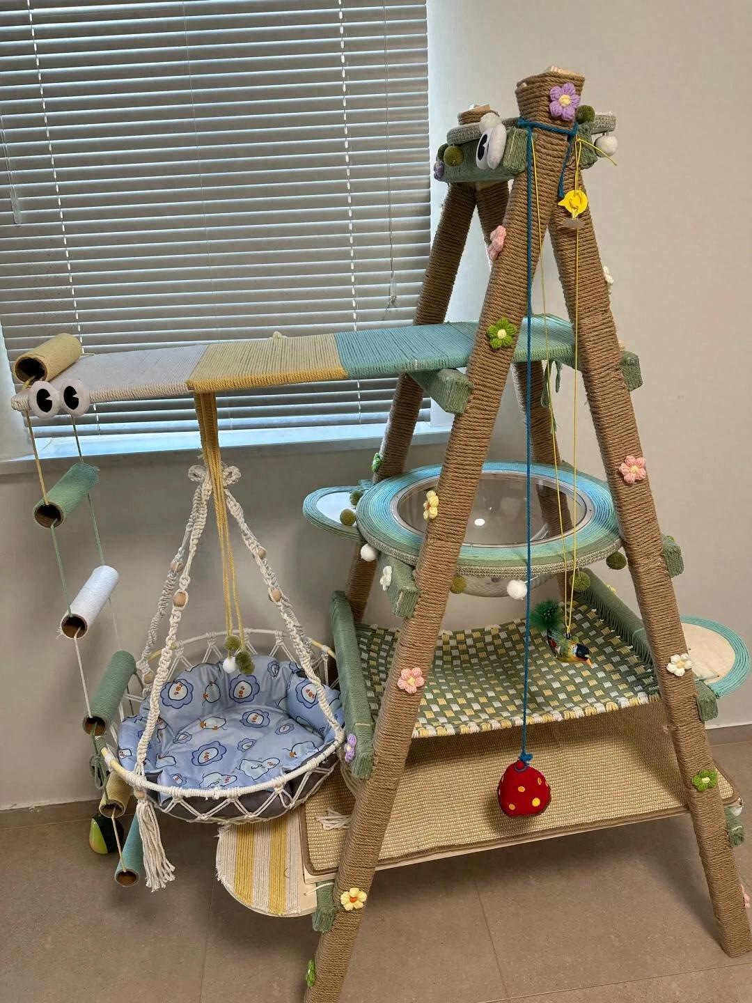 给猫主子造了个猫爬架，它爱疯啦！-派特超人-宠物