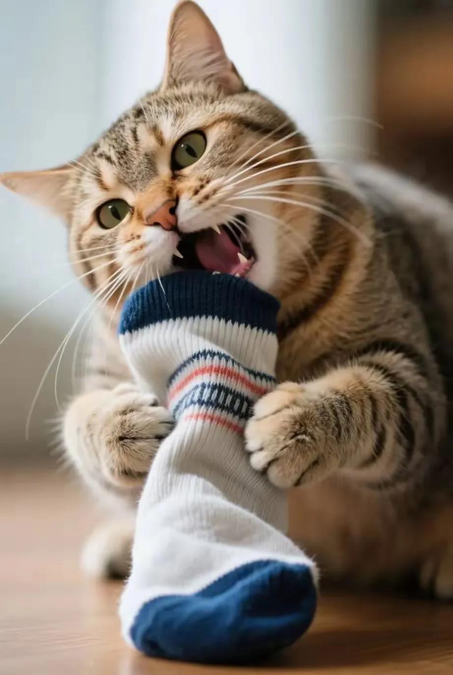 猫主子袜子提款机_猫咪为什么爱闻臭袜子_猫抓板生活